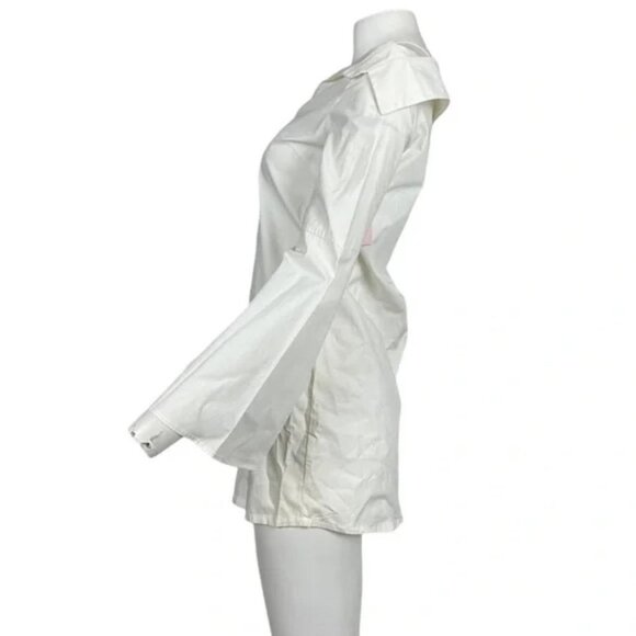 Off The Shoulder Shirt Dress White - Picture 2 of 3